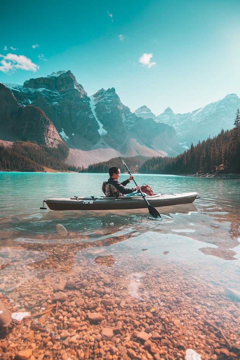 Kayaking through a lush river